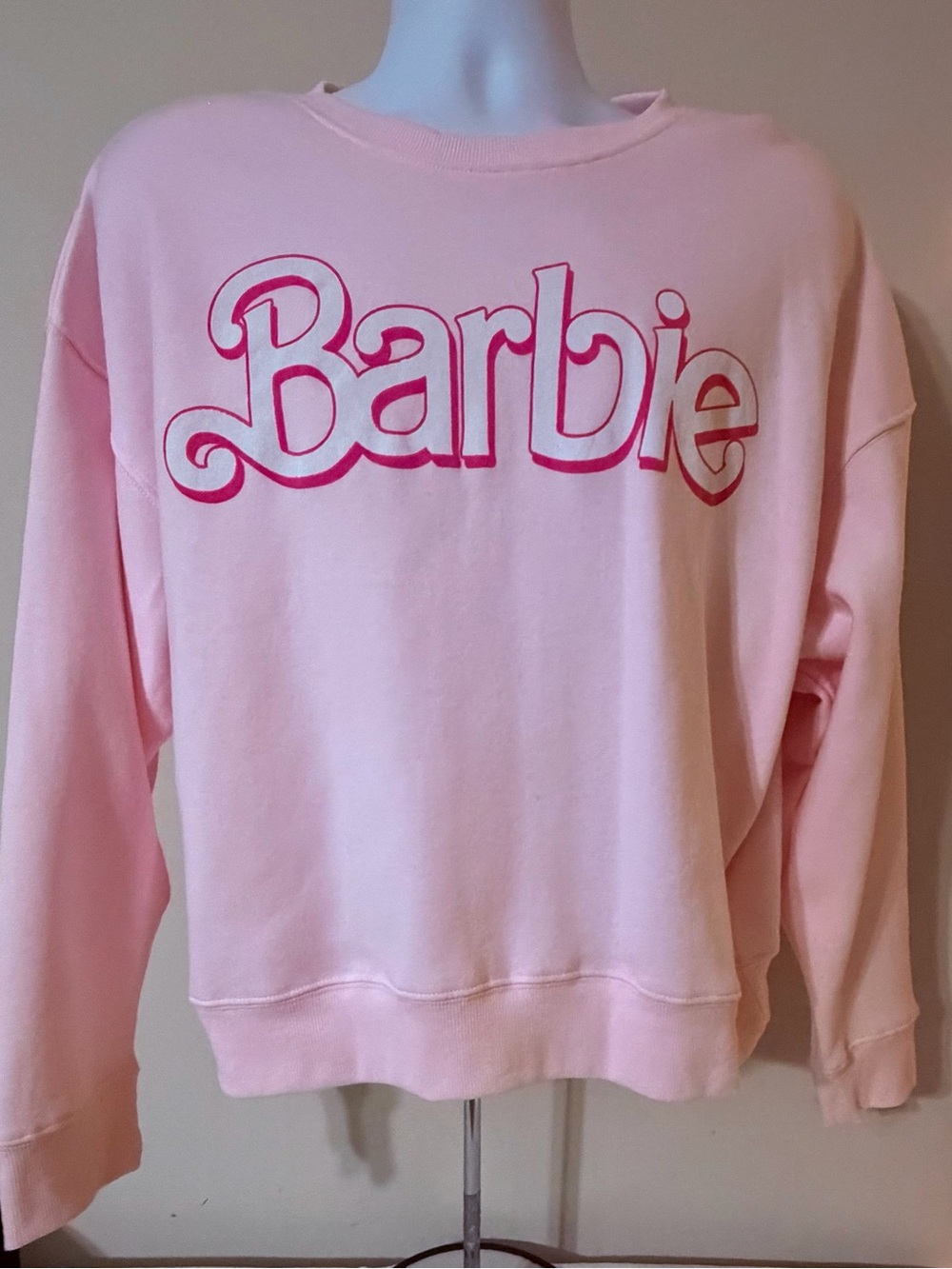 Barbie Light Pink Crewneck Sweatshirt with Hot Pink Logo